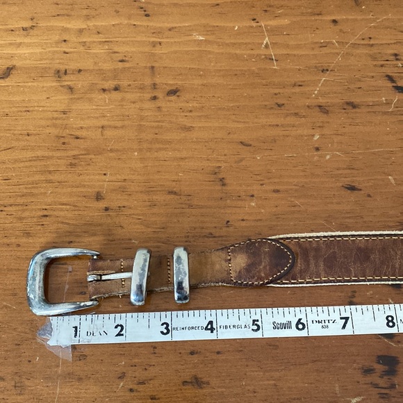 Mens distressed leather embroidered vintage sailfish fishing belt silver tip - Picture 5 of 8